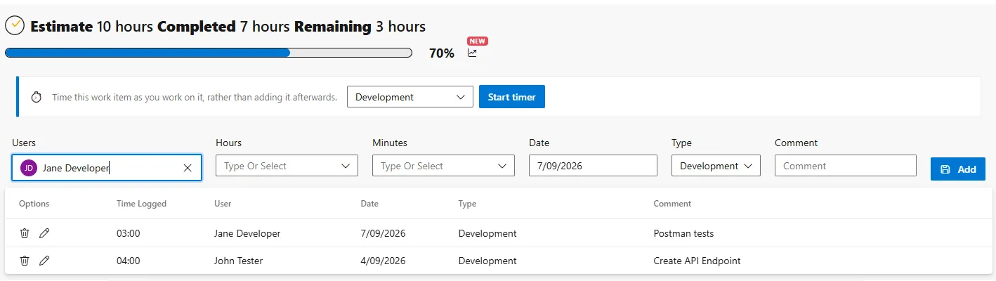 Time log detail