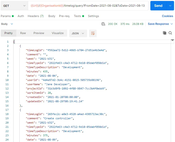 Time log REST API