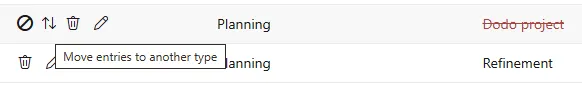 Move entries to another type